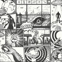 Comic Book Strip Wallpaper Black / White Holden 14075