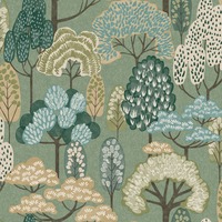Happy Trees Wallpaper Green Grandeco LD2113