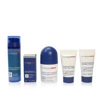 Clarins Men Gift Set: Super Moisture Gel 50ml + Deodorant Roll On 50ml + Shampoo and Shower Gel 30ml + Active Face Wash 30ml + Eye Serum 3ml