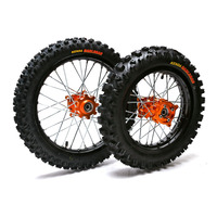 Image of Pit Bike Orange CNC Wheels Kenda Tyres SDG Hub 14" 12"