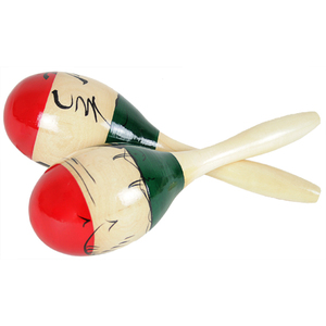 Natural Hand Painted Wooden Maracas Large