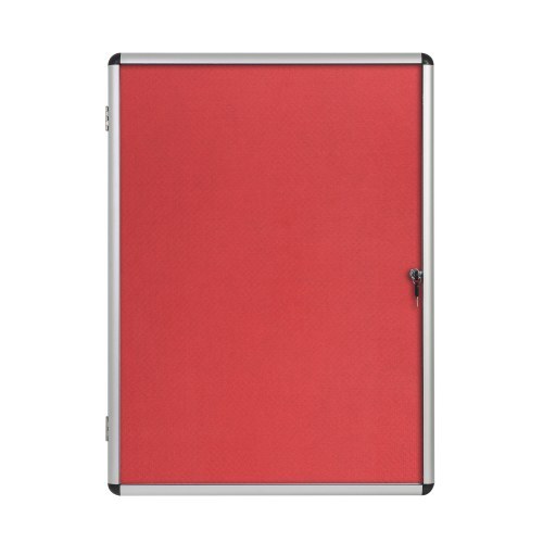 Bi-Office Lockable Felt Noticeboard Display Case 931 x 670mm (9 x A4) RED