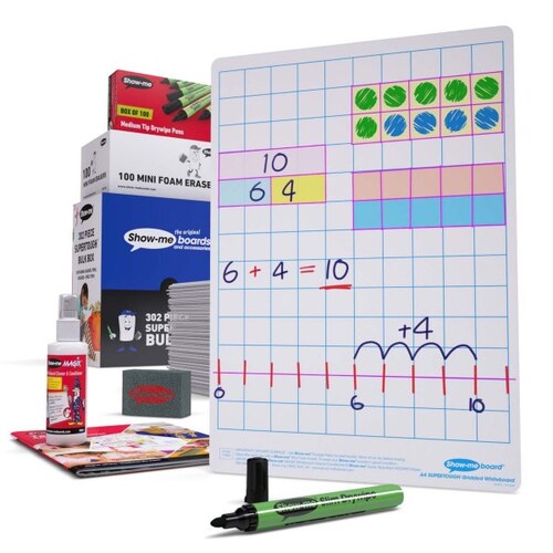 Show-me Supertough A4 Whiteboards Gridded Bulk Pack of 100