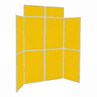 Image of 8 Panel Folding Display Stand Grey Frame/Yellow Fabric