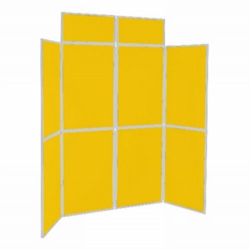 8 Panel Folding Display Stand Grey Frame/Yellow Fabric