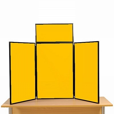 3 Panel Maxi Desk Top Display Stand Black Frame/Yellow Fabric