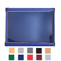 Image of Metropolitan Tamperproof External Noticeboard Blue Fame 4xA4 Landscape Light Blue Fabric