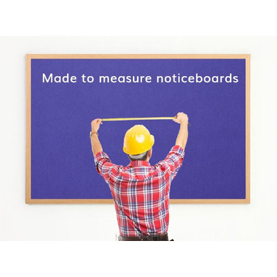 Made to Measure Felt Noticeboard Up to 1800x1200mm Blue Fabric Oak Frame