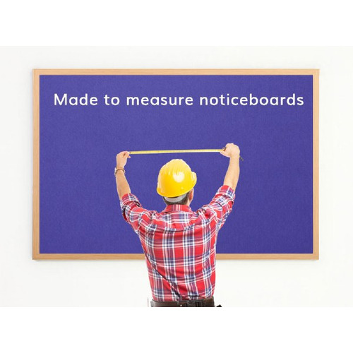 Made to Measure Felt Noticeboard Up to 1500x1200mm Blue Fabric Oak Frame