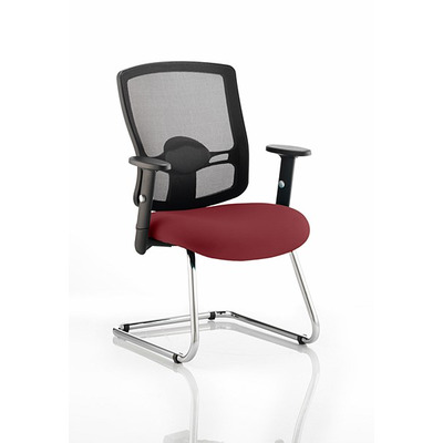 Portland Cantilever Visitor Chair Ginseng Chilli fabric seat
