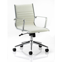 Image of Ritz Executive Ivory Leather Chair Medium Back
