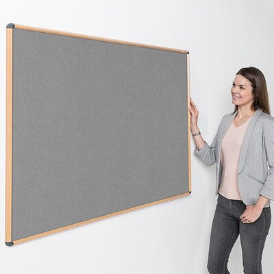 Shield Wood Effect Alu Frame Eco-Colour Noticeboard 1200 x 1800mm GREY