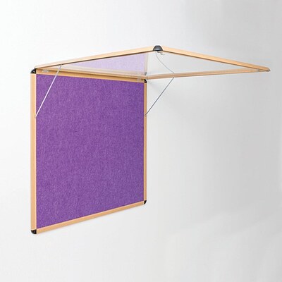 Shield Wood Effect Alu Frame Eco-Colour Corridor Tamperproof Noticeboard 1200 x 2400mm PURPLE (*Supplied in 2 parts)
