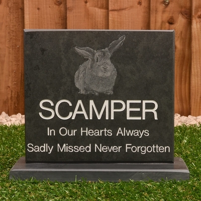 Large Slate Pet Headstone on plinth with your pet’s photograph