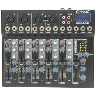 Compact USB/SD Live 6 Channel Mixer by Citronic