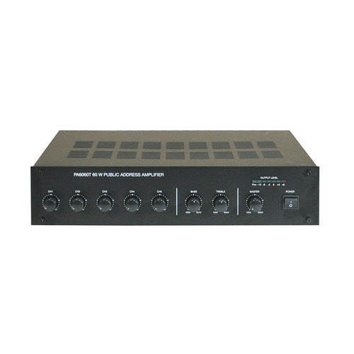 Mixing Amplifier for 100V Line or 8 ohm Speakers 60 watts 230VAC or 24DC Supply