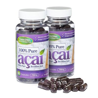 100% Pure Acai Berry 700mg with No Fillers or Bulking Agents - 120 Capsules