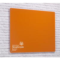 Image of Magnetic Glass Board with your Logo 900 x 600mm Orange