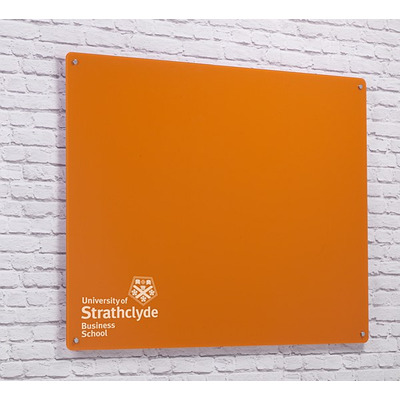 Magnetic Glass Board with your Logo 600 x 450mm Orange