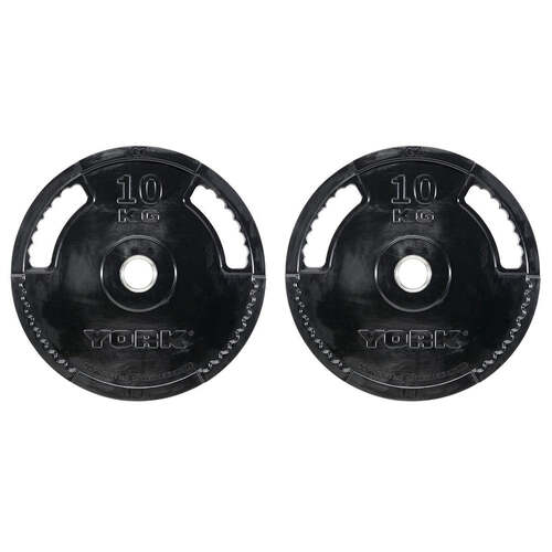 York 2 x 10kg G2 Rubber Thin Line Olympic Weight Plates