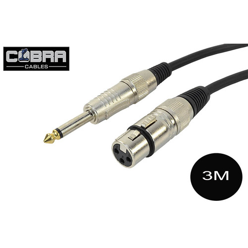XLR Female to 1/4" (6.35mm) Mono Jack Leads - 3M Soft Flexible Cable