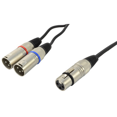 XLR Female To Two XLR Male Splitter Cable - Lead Length 1.5m