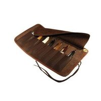 Image of Thiers-Issard Brown Leather Straight Razor Case Roll for 7 Razors