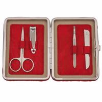 Image of Red 4 Piece Clasp Closing Manicure Set