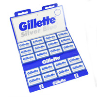 Image of Gillette Silver Blue 100 Safety Razor Blades Sleeve