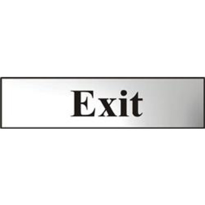 ASEC Exit 200mm x 50mm Chrome Self Adhesive Sign - 1 Per Sheet