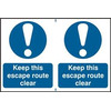 Image of ASEC Keep This Escape Route Clear 200mm x 150mm PVC Self Adhesive Sign - 2 Per Sheet