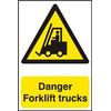 Image of ASEC Danger Forklift Trucks 200mm x 300mm PVC Self Adhesive Sign - 1 Per Sheet