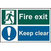 Image of ASEC Fire Exit Keep Clear 200mm x 300mm PVC Self Adhesive Sign - 1 Per Sheet