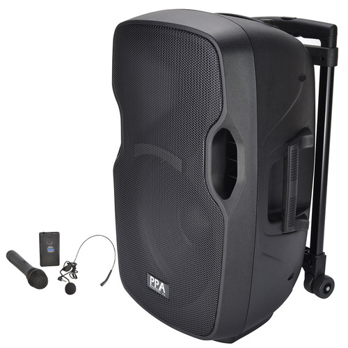 12" Portable PA Speaker Battery Powered with Radio Mic and Bluetooth