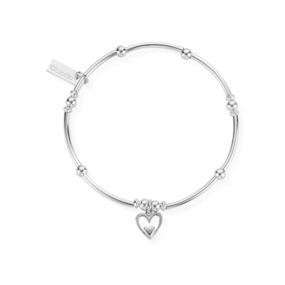 ChloBo Mini Noodle Ball Heart in Heart Bracelet Silver
