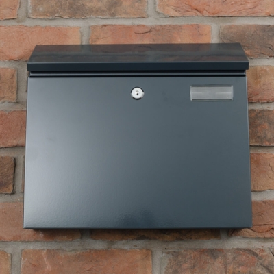 Anthracite Grey Steel Letterbox - The Salute