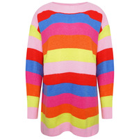 Image of OVERSIZED STRIPED KNIT JUMPER - MULTICOLOURED - One Size