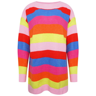 OVERSIZED STRIPED KNIT JUMPER - MULTICOLOURED - One Size