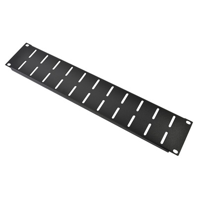 19" 2U Air Vent Rack Panel with Black Finish & Strengthening Flange
