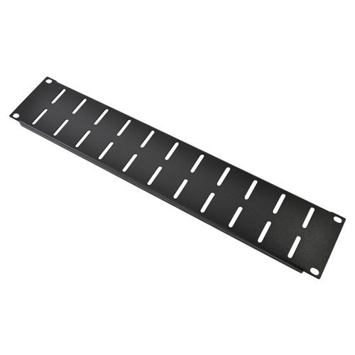 19" 2U Air Vent Rack Panel with Black Finish & Strengthening Flange