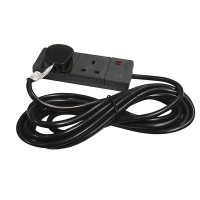 Two Way 13A Extension Board - Black 2m