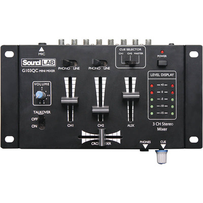 DJ Mixer with Cross-fader - 3 Music Channels & Mic