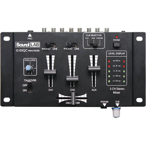 DJ Mixer with Cross-fader - 3 Music Channels & Mic