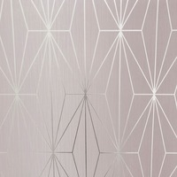 Image of Kayla Metallic Geometric Wallpaper Blush / Silver Muriva 703012