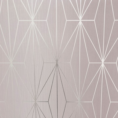Kayla Metallic Geometric Wallpaper Blush / Silver Muriva 703012