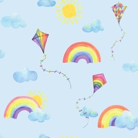 Image of Over the Rainbow Flying Kites Wallpaper Blue / Multi Holden 91022