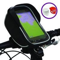 Image of BTR Deluxe Bicycle Handlebar Bike Phone Bag with Built-in Sunvisor & 2 x LED Bicycle Lights