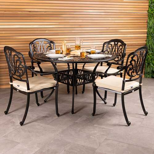 Garden Cast Aluminium 4 Seater Outdoor Dining Set