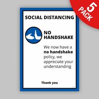 Image of No Handshake Policy Posters A4 Self Adhesive Vinyl Pack of 10