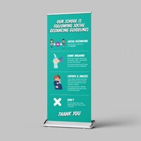 Image of Social Distancing Pull Up Banner for School or Nursery